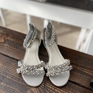 Jeweled ankle strap flat